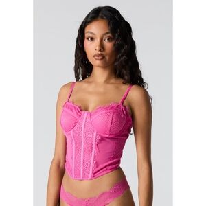 Pink Lace and Mesh Corset - New With Tags